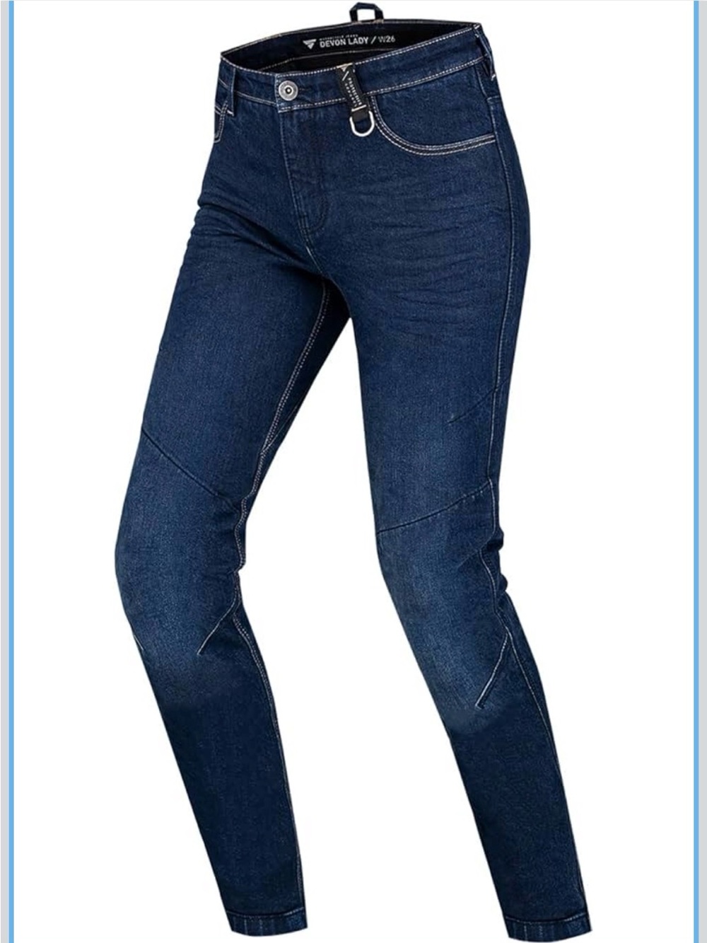 SHIMA Devon ladies' motorcycle jeans, featuring a slim fit, dark blue denim,